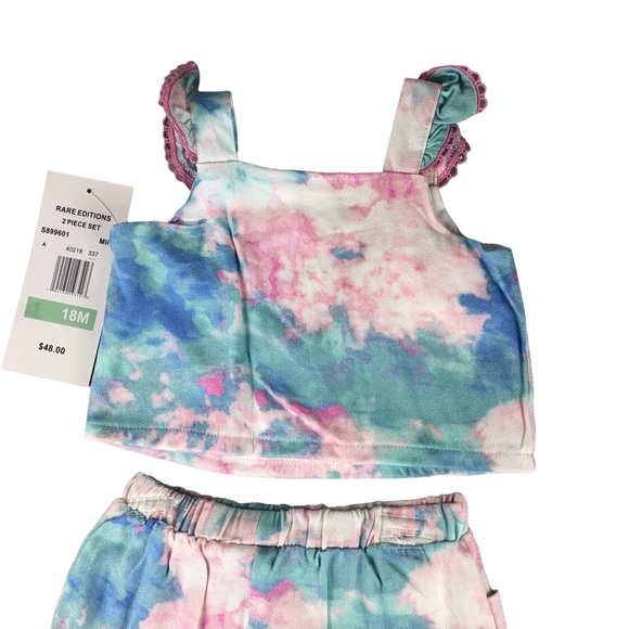 RARE EDITIONS Baby Girls Tie Dye Flutter Sleeve With Shorts Set - Picture 6 of 7